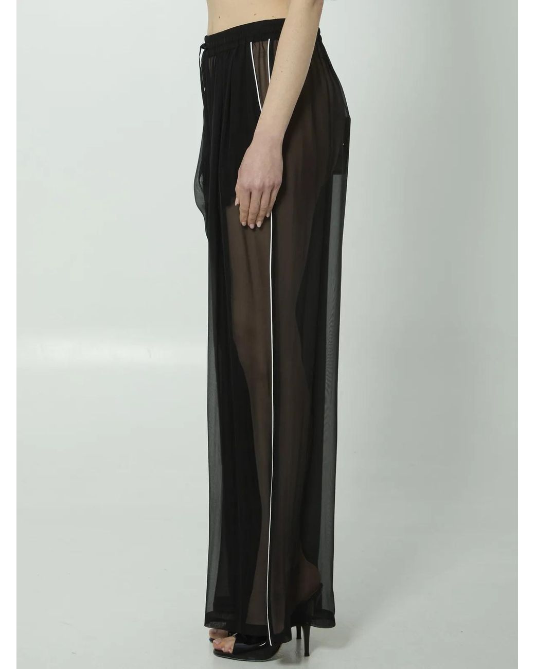 Dolce & Gabbana Black Silk Chiffon Pants