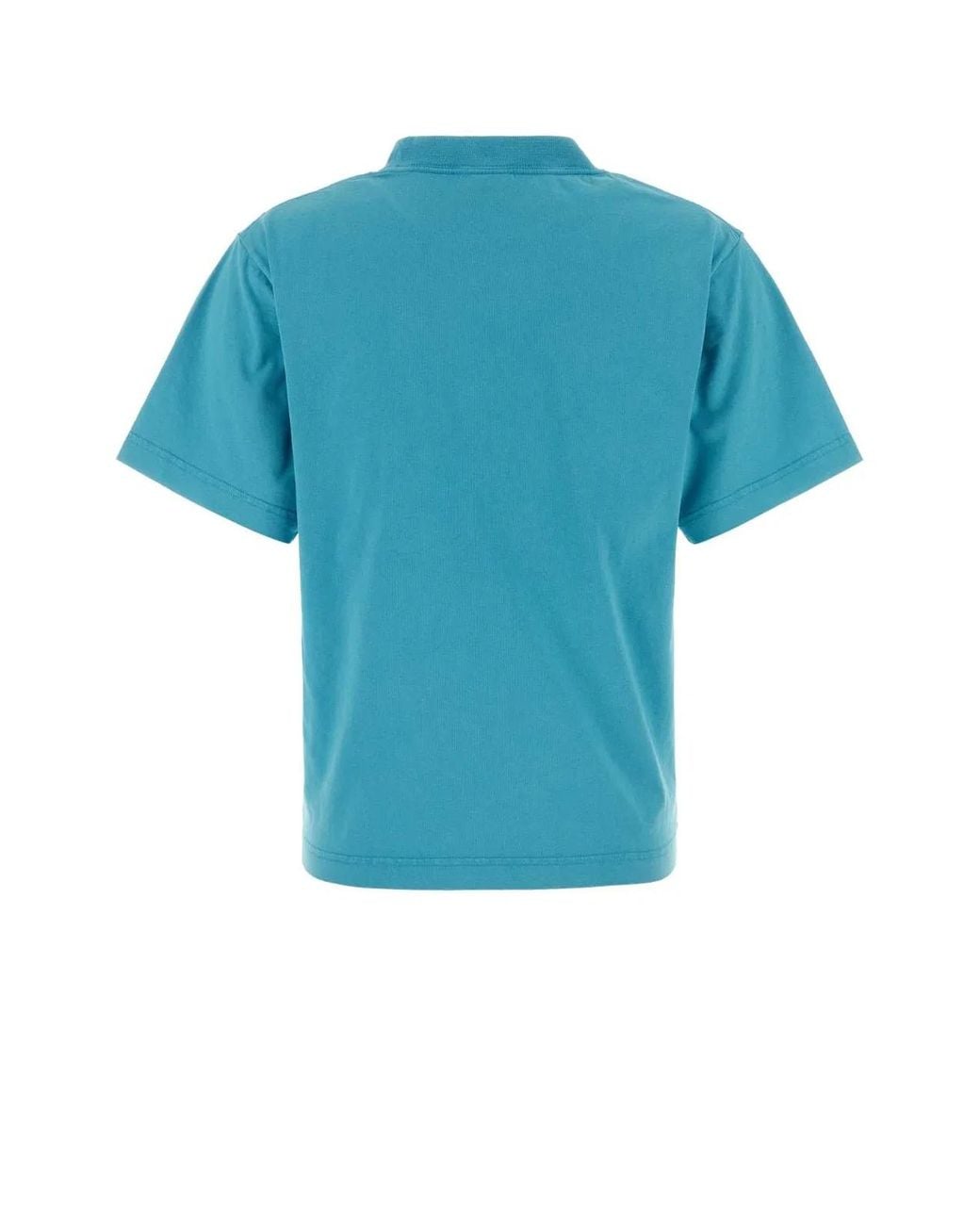 Balenciaga Blue Cotton T-Shirt With Embroidered Logo for men