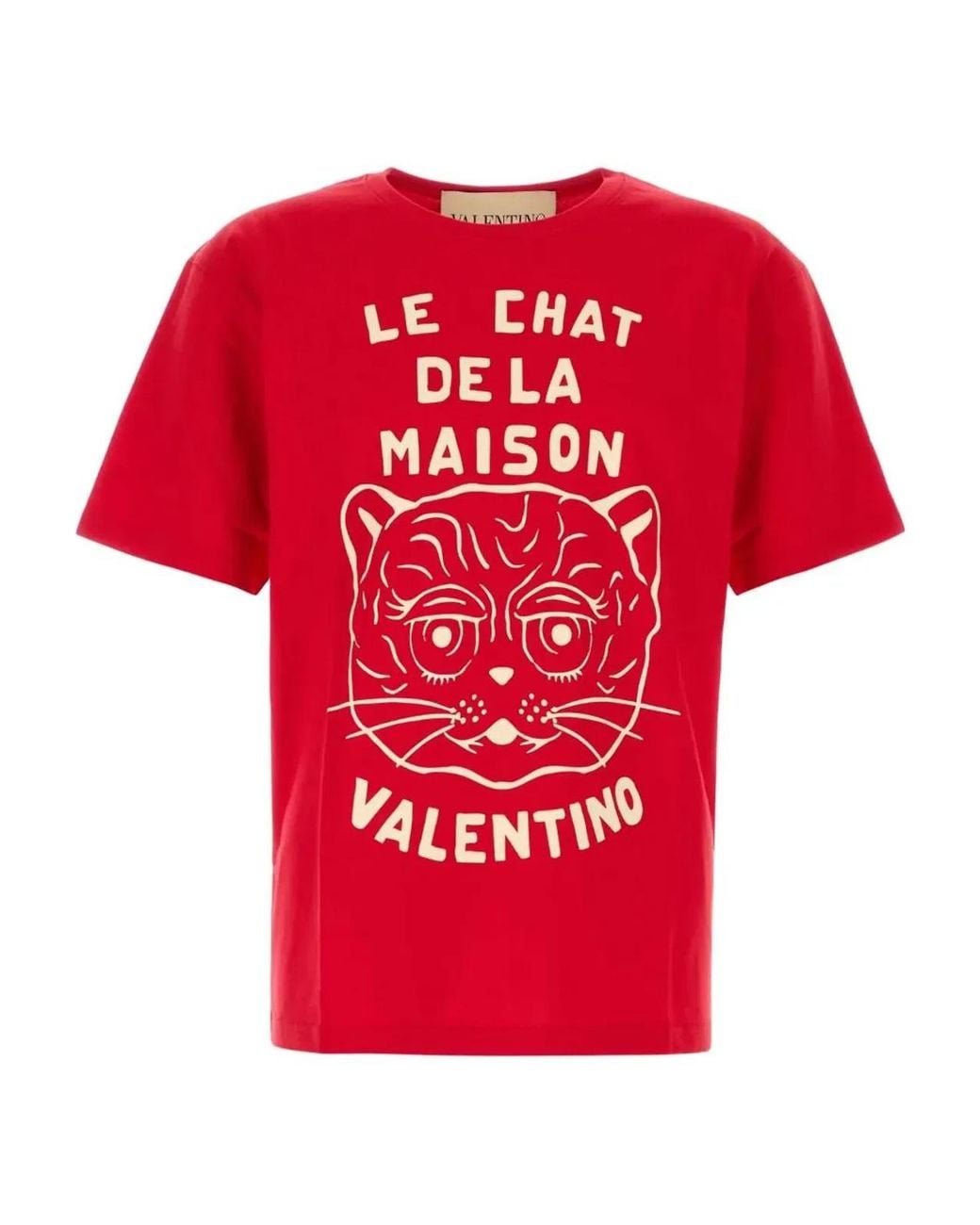 Valentino Red T-Shirt With Le Chat De La Maison Print for men