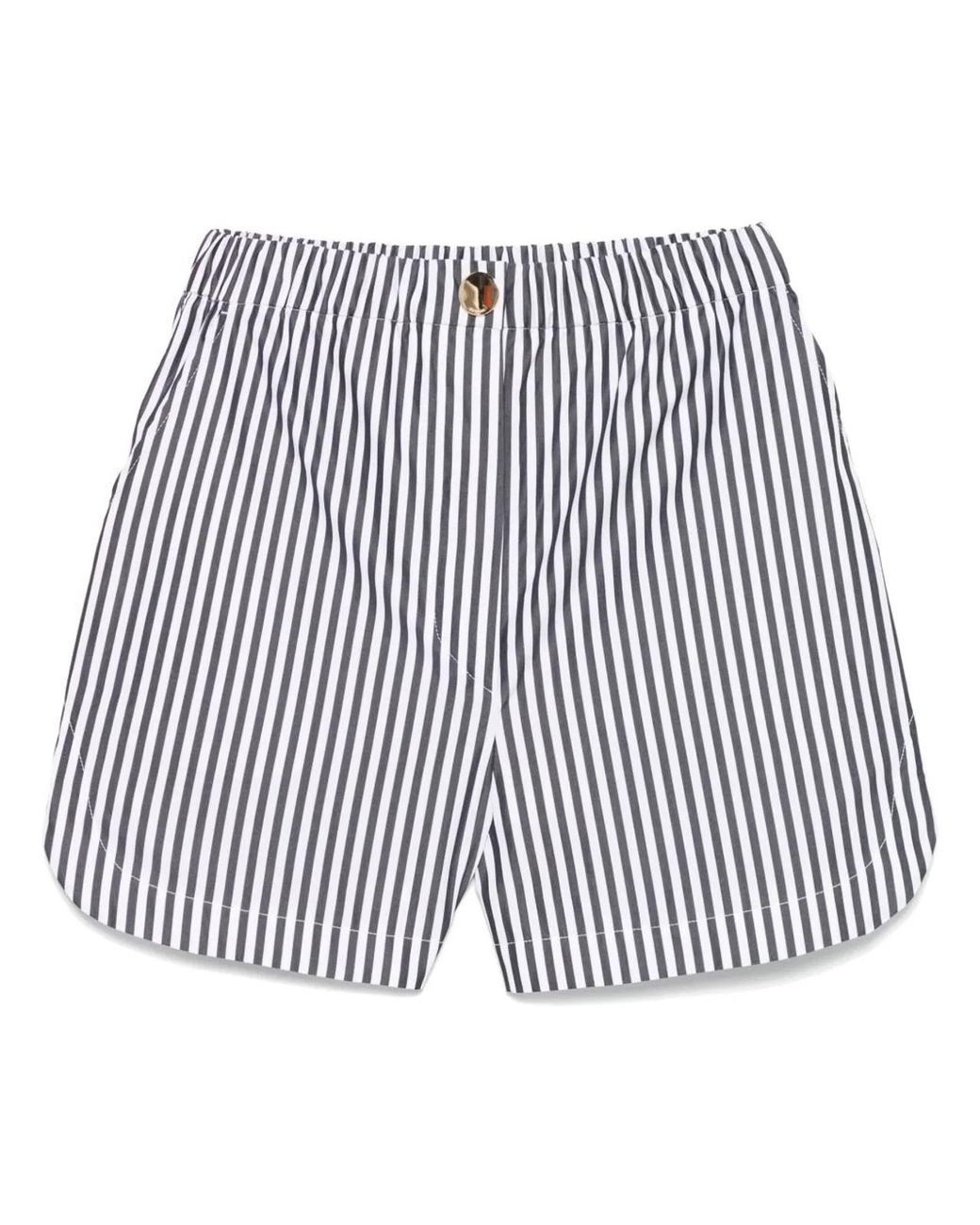 Max Mara Black Striped Cotton Shorts