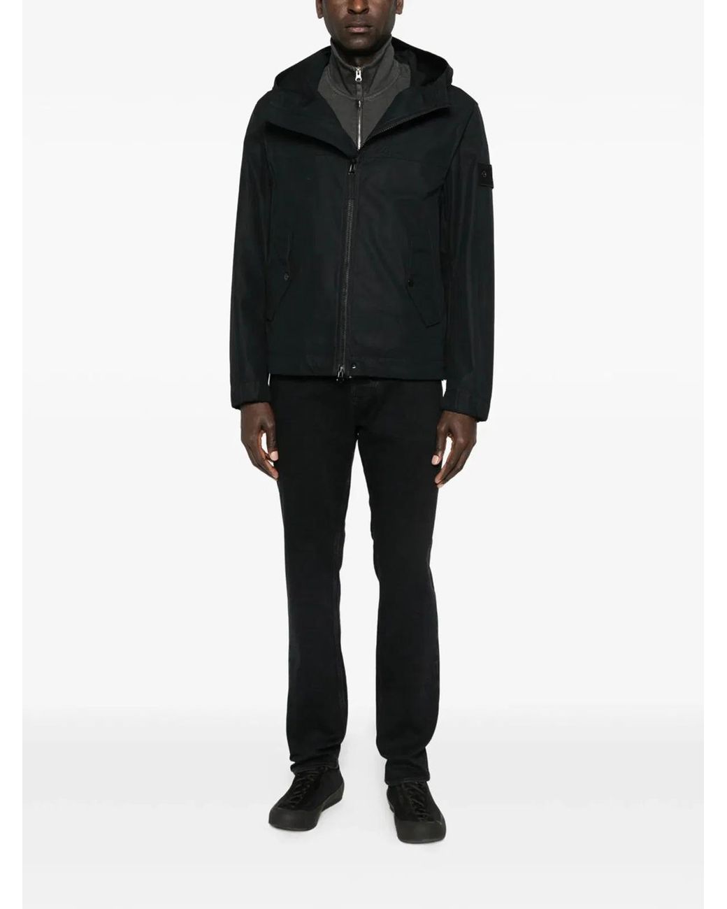 Stone Island Black Rinse Cotton Pants for men