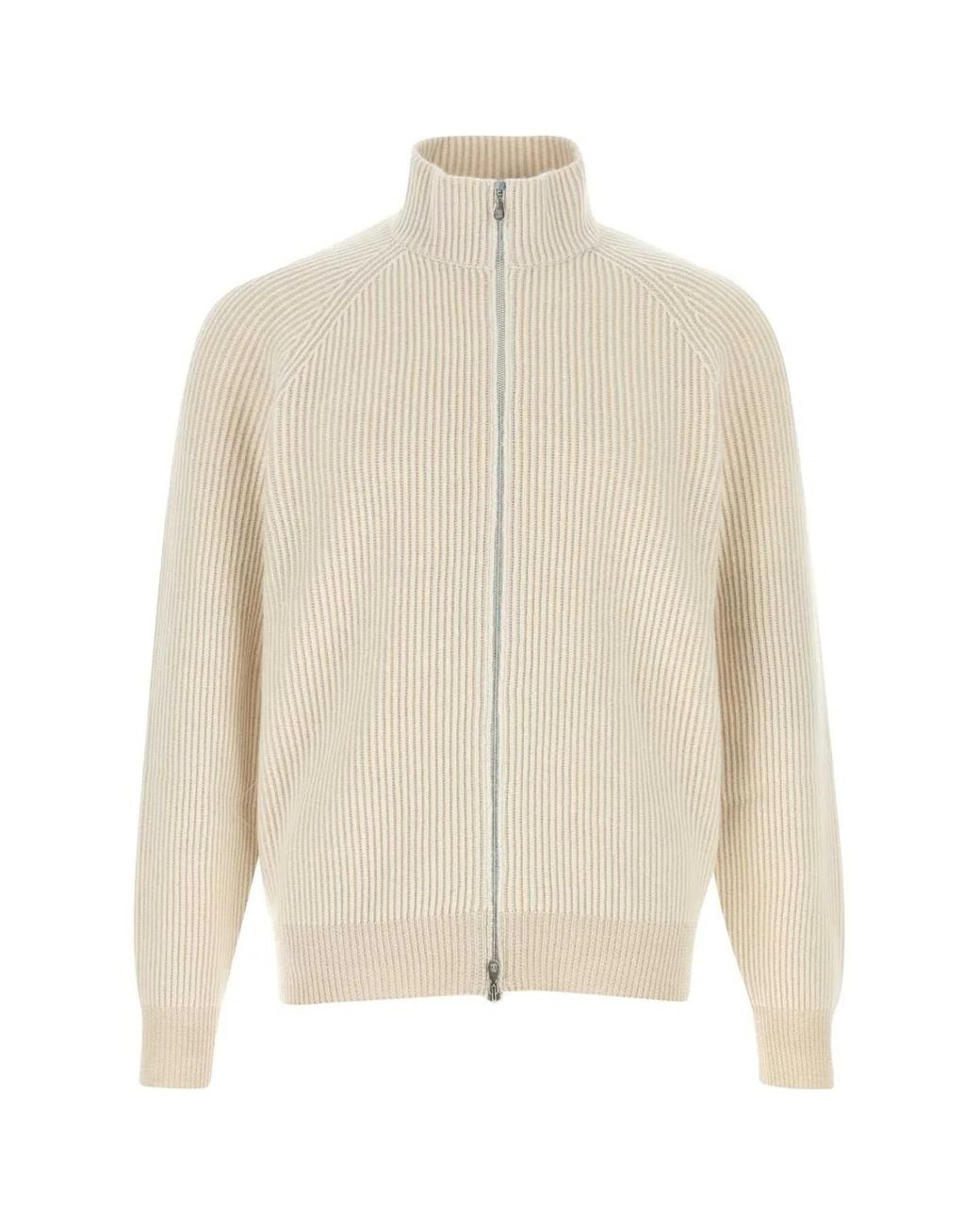 Brunello Cucinelli White Ivory Cashmere Cardigan For for men
