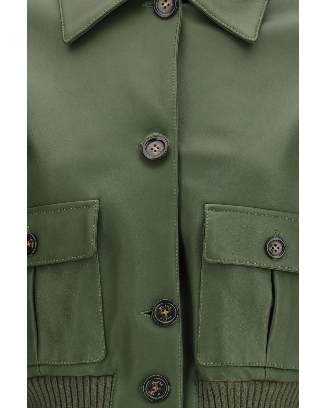 Valstar Green Cropped Nappa Ino Jacket Leather