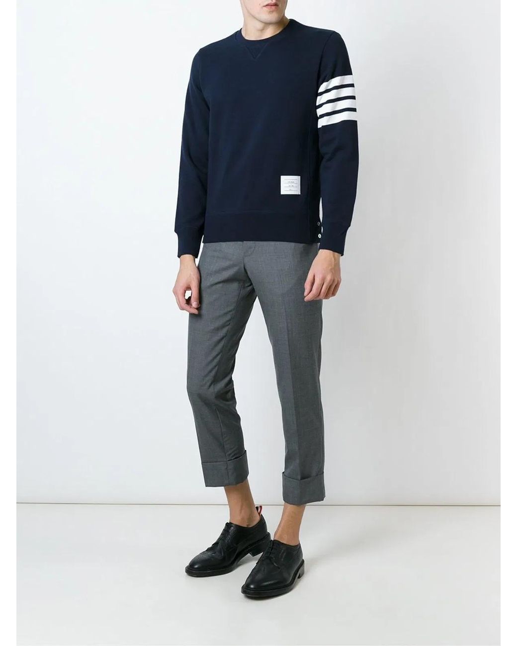 Thom Browne Blue Cotton Crewneck Sweatshirt for men