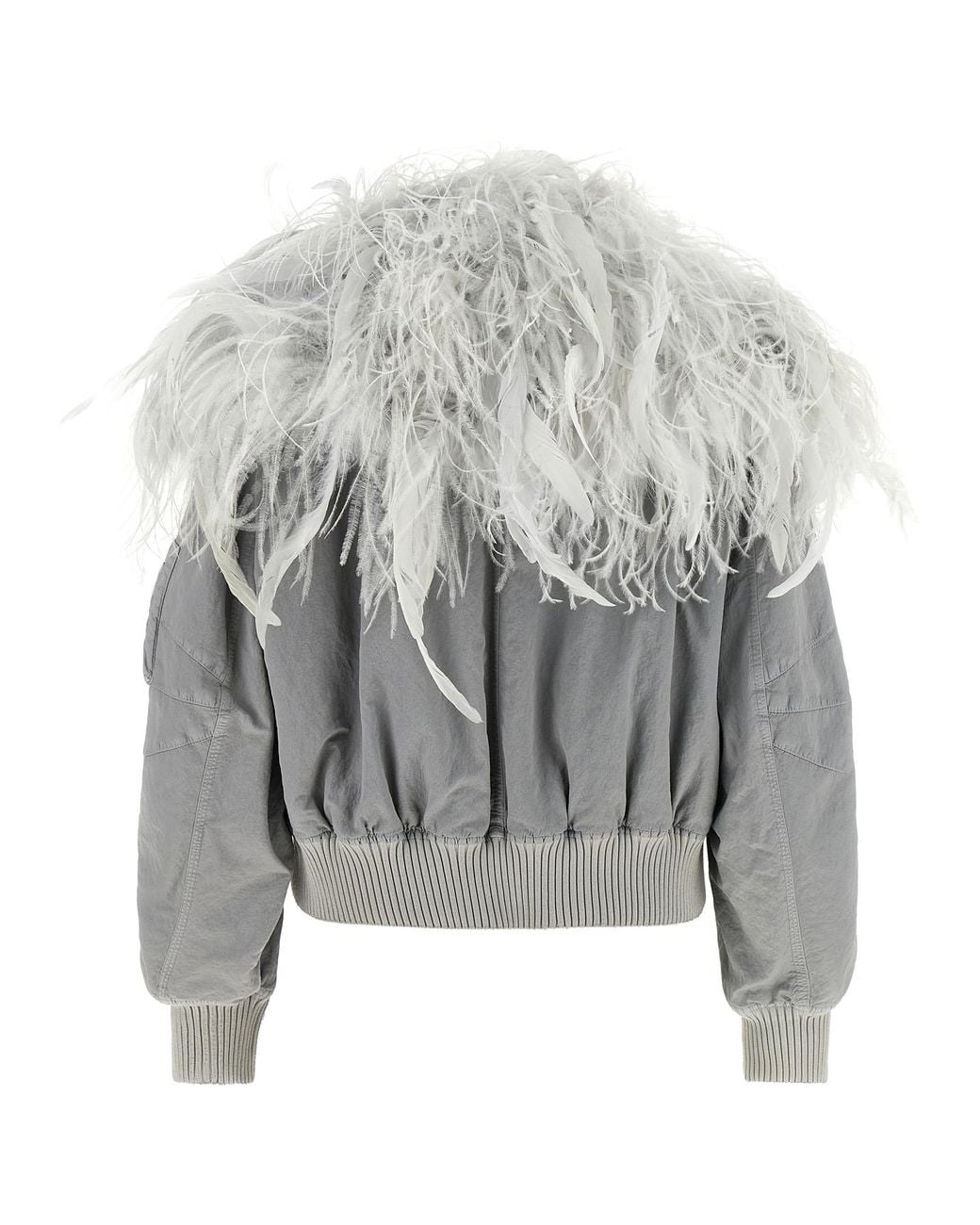 The Attico Gray Feather Insert Bomber Jacket