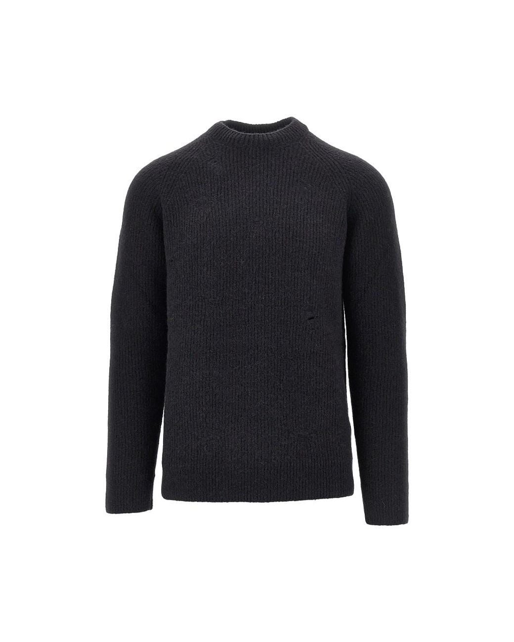 Laneus Blue Alpaca-Wool Blend Crewneck Sweater for men