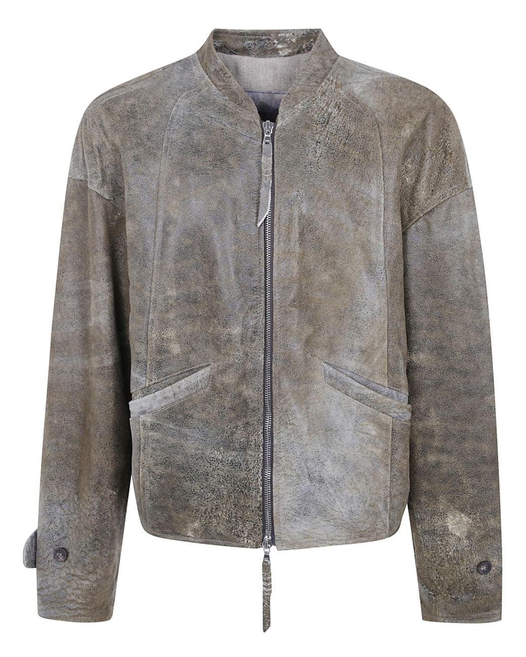 Ziggy Chen Gray Leather Bomber Jacket for men