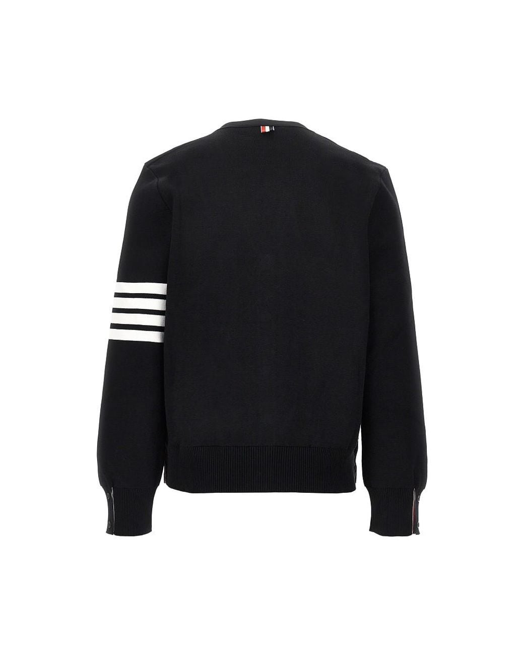 Thom Browne Black Cotton Cardigan With 4 Bar Detail for men