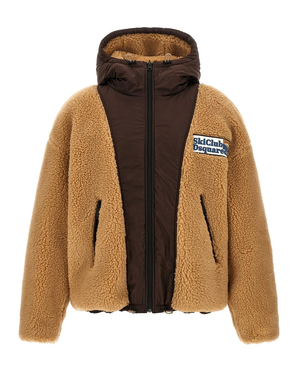 DSquared² Brown Teddy Reversible Jacket With Logo Patch for men