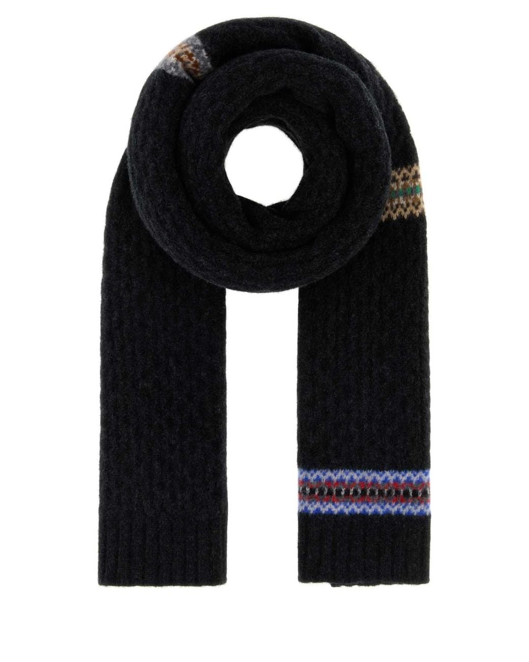 Stella McCartney Black Apres Ski Fair Isle Cable Scarf