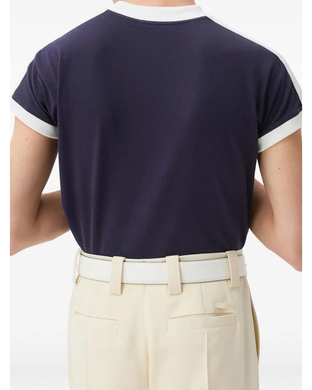 Versace Blue Embroidered-Logo Stretch Cotton-Jersey Slim T-Shirt for men