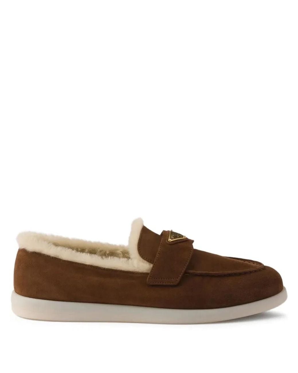 Prada Brown Suede Loafer Shoes