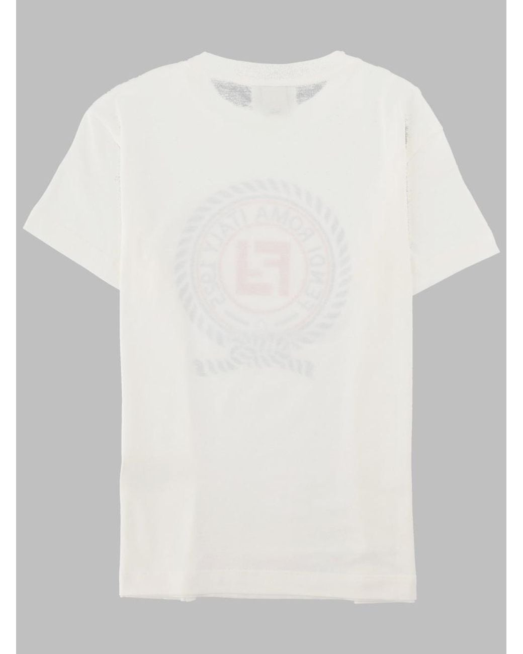 Fendi White T-Shirt Con Stampa