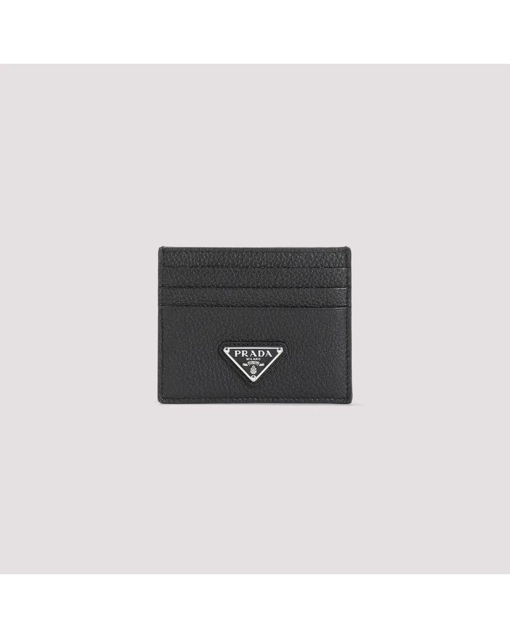 Prada Black Mini Leather Cardholder for men