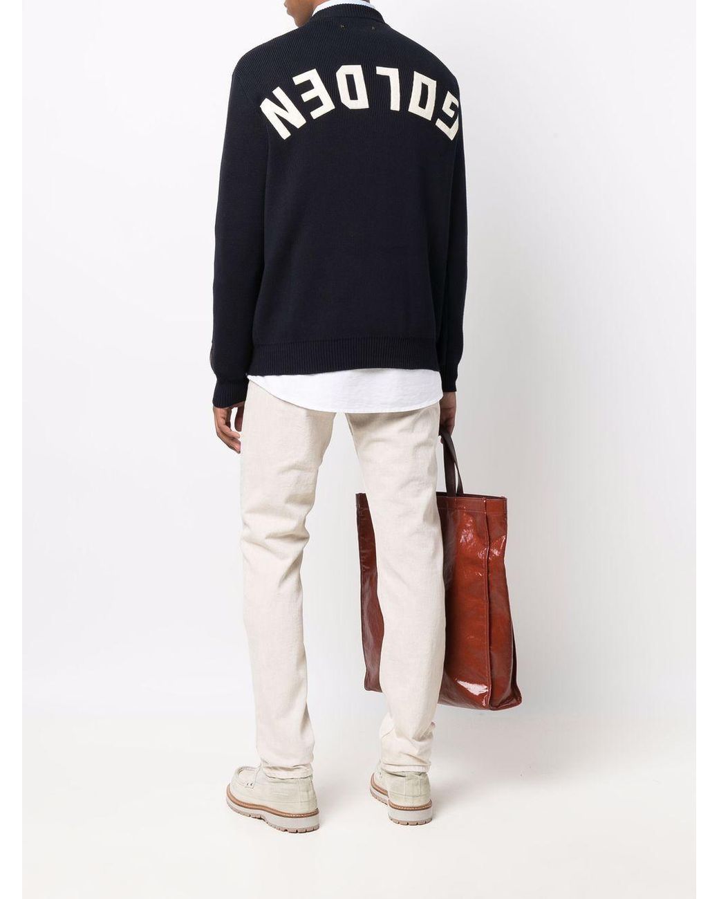 Golden Goose Deluxe Brand Blue Logo Organic Cotton Sweater for men