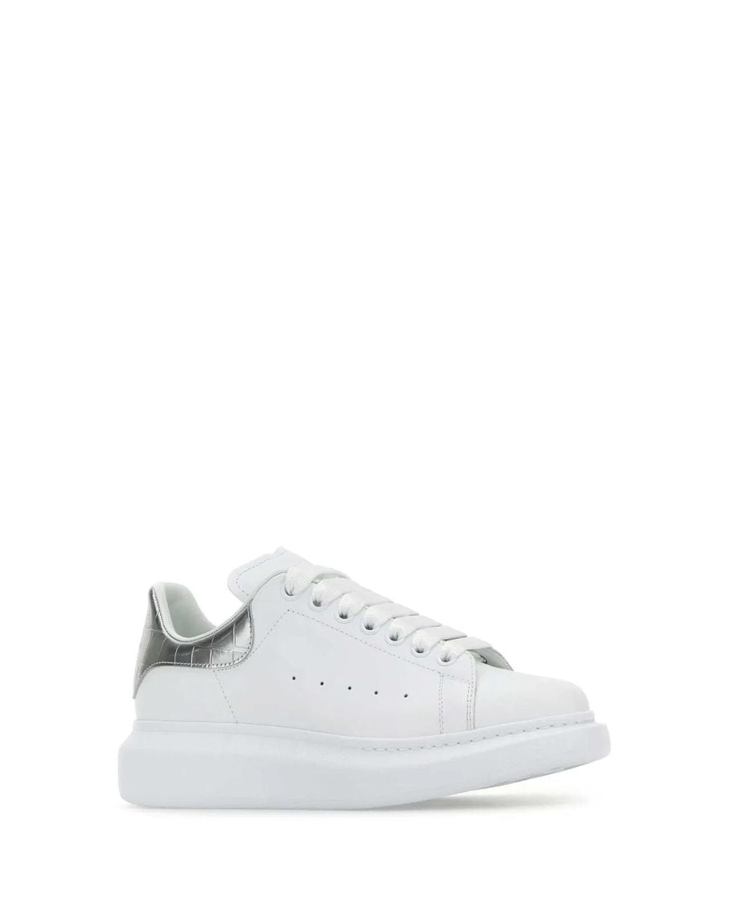 McQueen White Leather Sneakers With Leather Heel