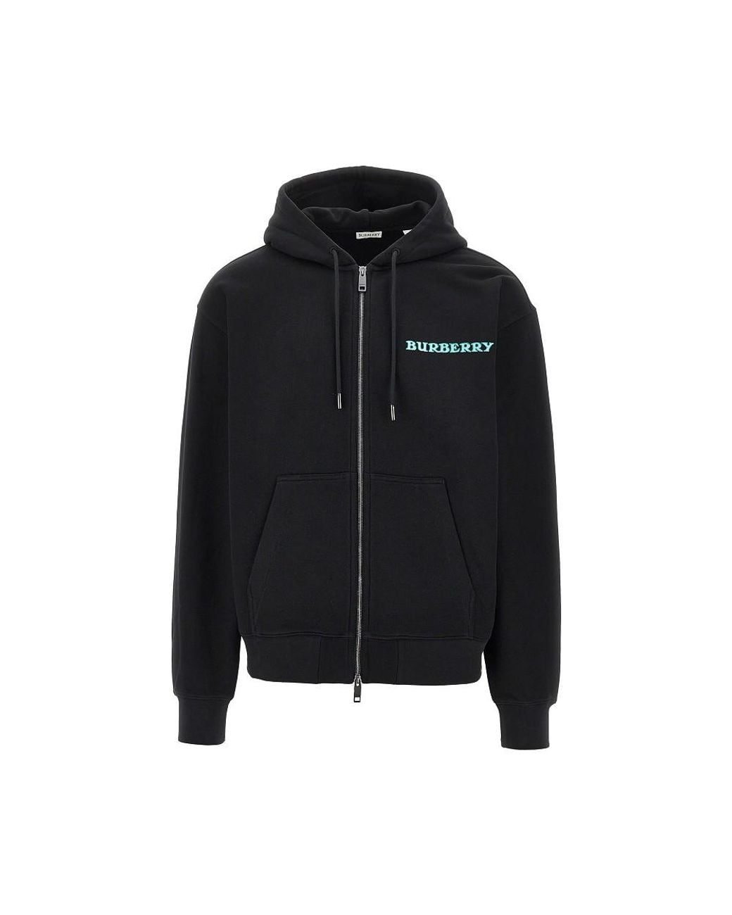 Burberry Black Heritage Logo Print Full-Zip Hoodie for men