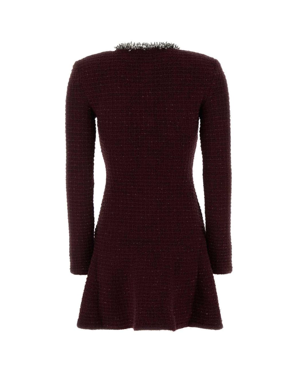Self-Portrait Purple Textured Knit Embellished Mini Dress