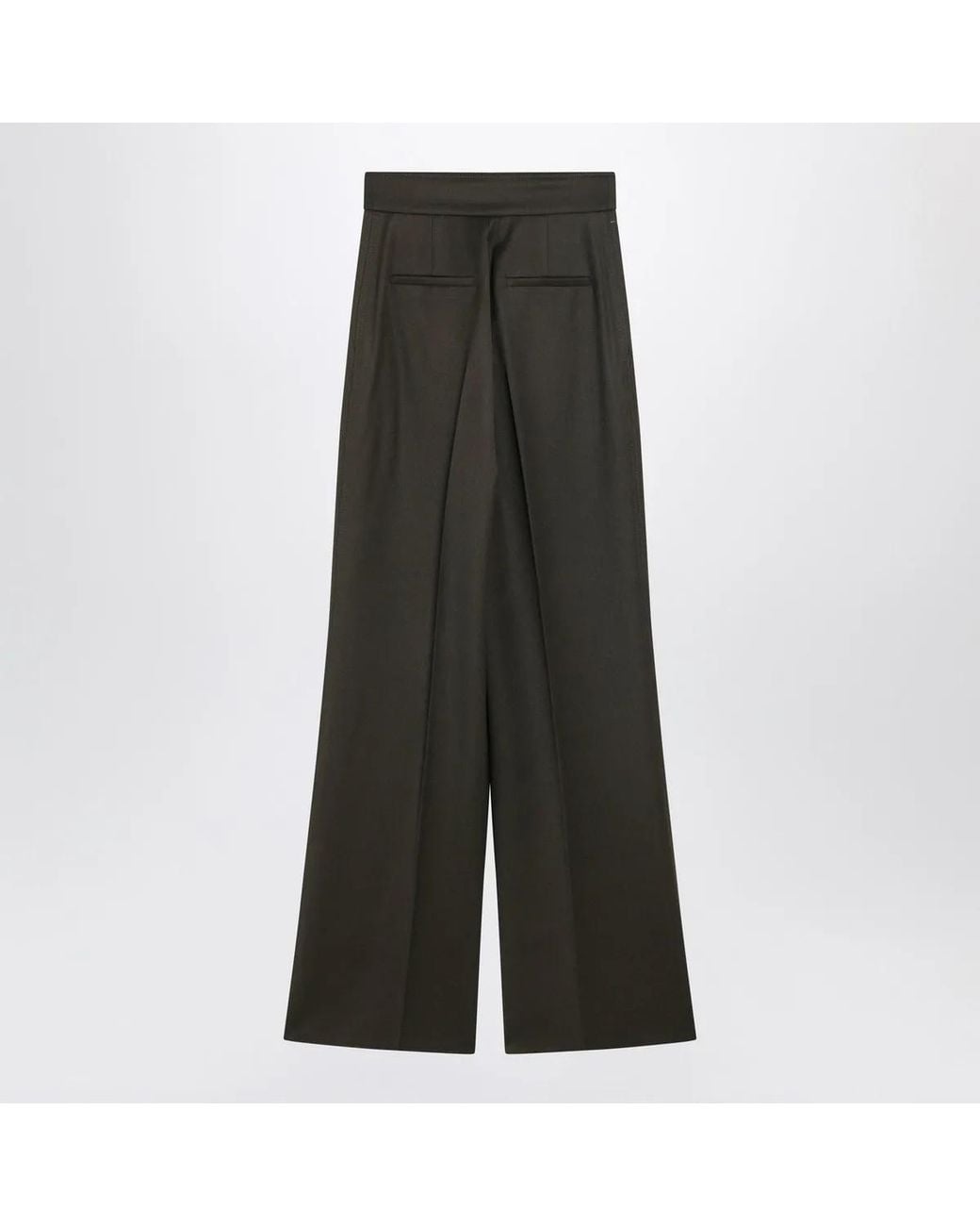 Max Mara Gray Moss Wideleg Wool Trousers