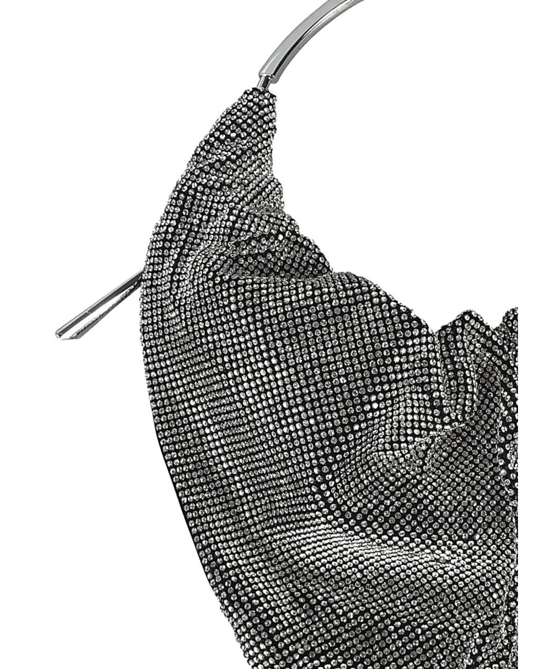 Benedetta Bruzziches Gray Metal Top Handle Gathered Bag