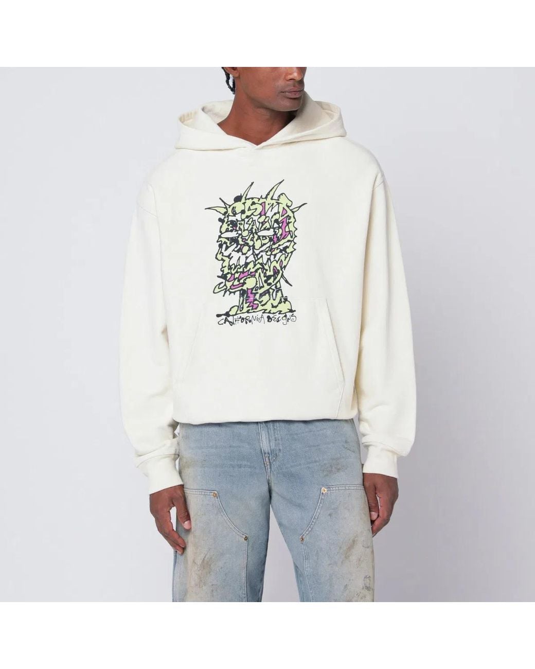 Brain Dead White Light Scrambled Head Sweatshirt for men