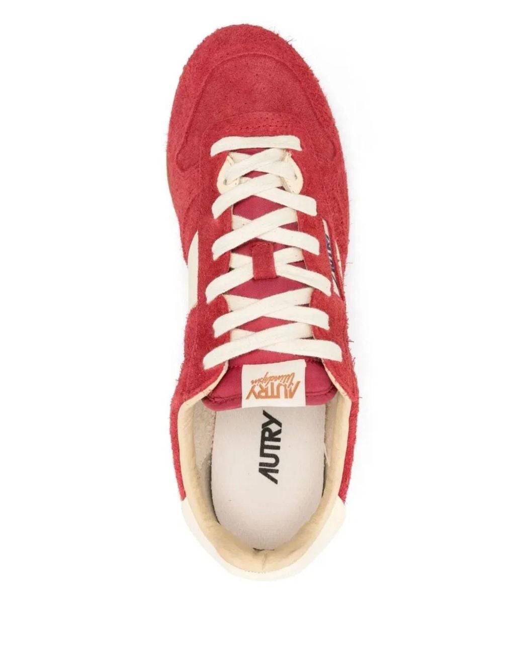 Autry Red "Windspin Low" Suede Leather Sneakers