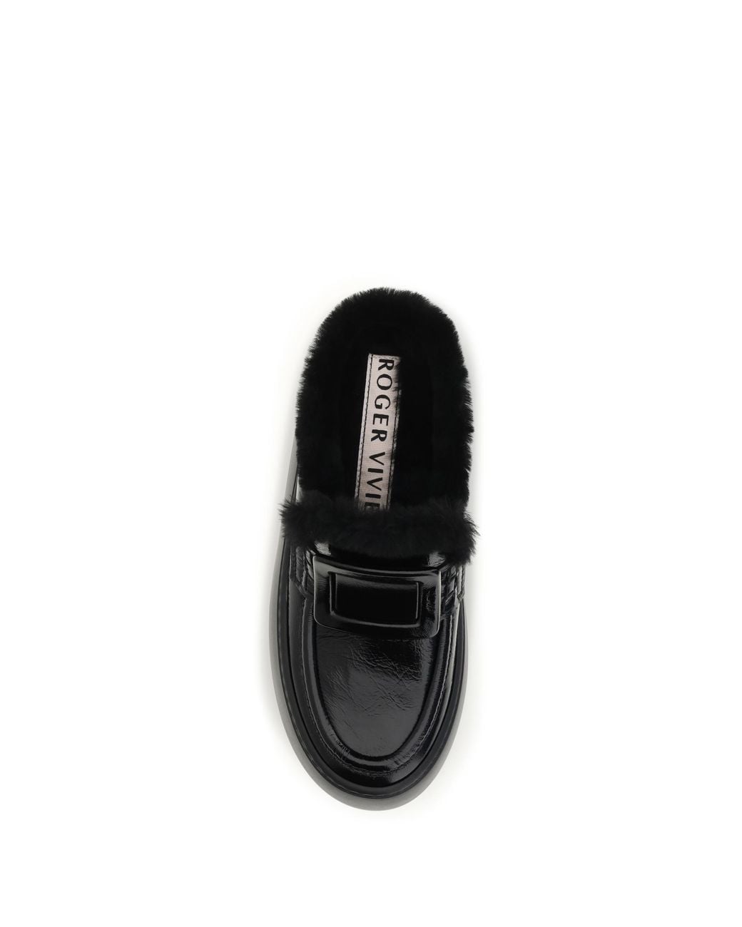 Roger Vivier Black Viv' Up Shearling Mules