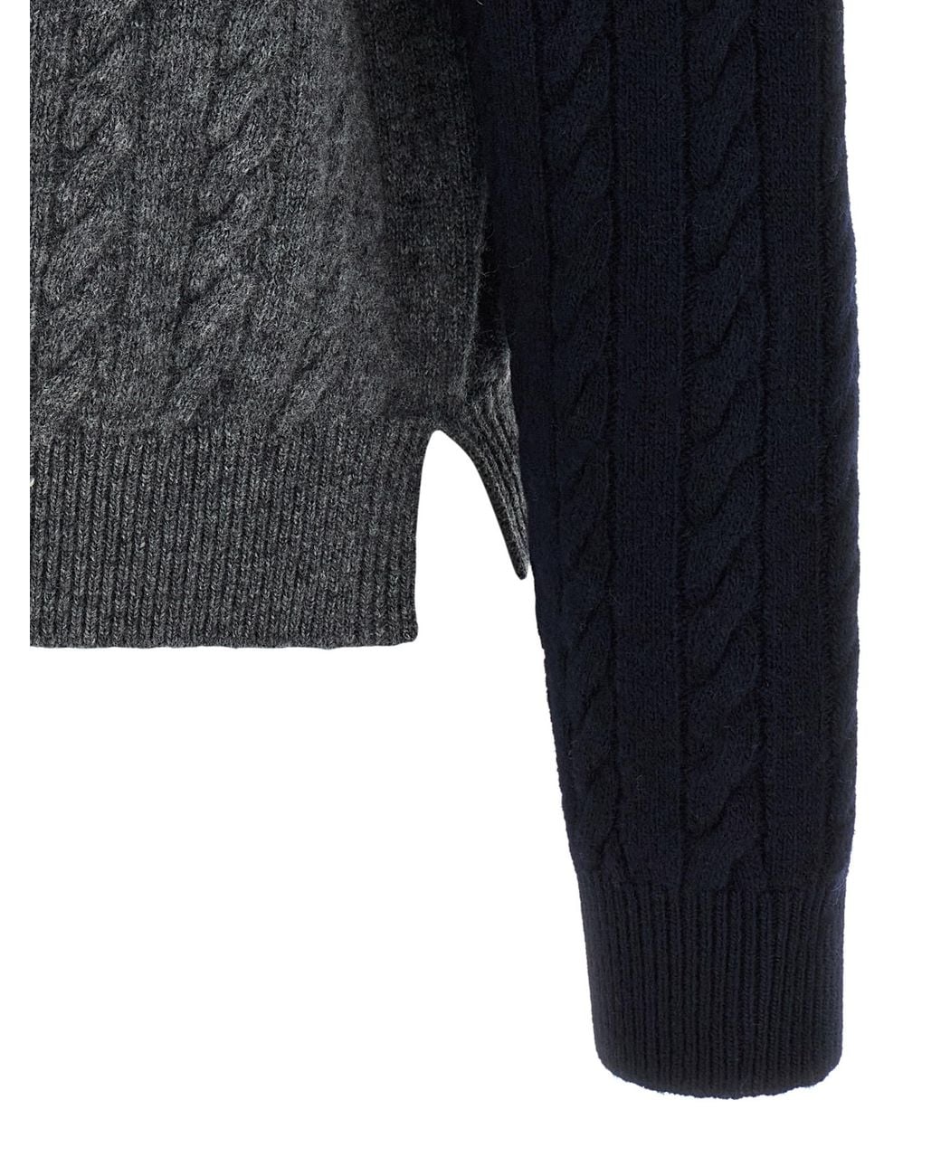 Ferragamo Black Color Block Braid Sweater