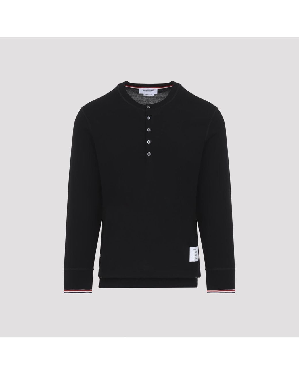 Thom Browne Black Buttoned Sweater With Rwb Cuffs for men