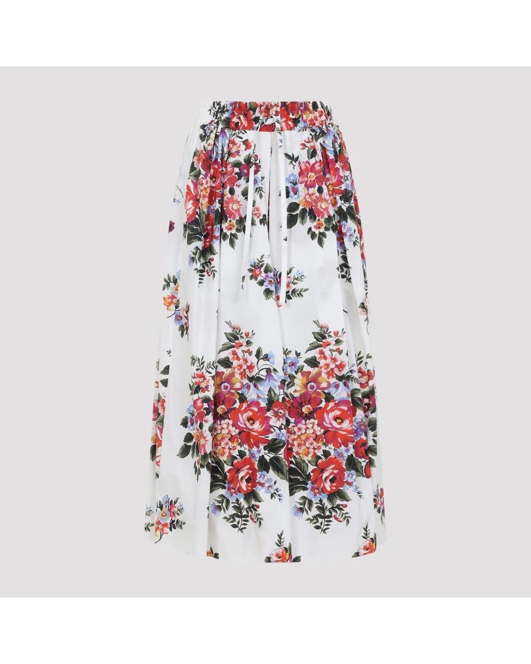 Dolce & Gabbana Red Dolce & Gabbana Dolce&Gabbana Floral Poplin Midi Skirt