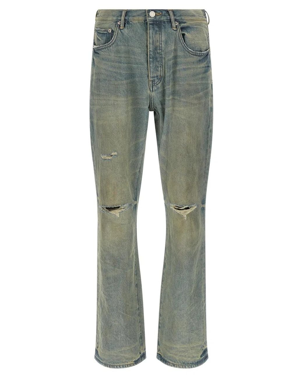Purple Green 'P026 Dirty Fade Rip Boot' Jeans for men