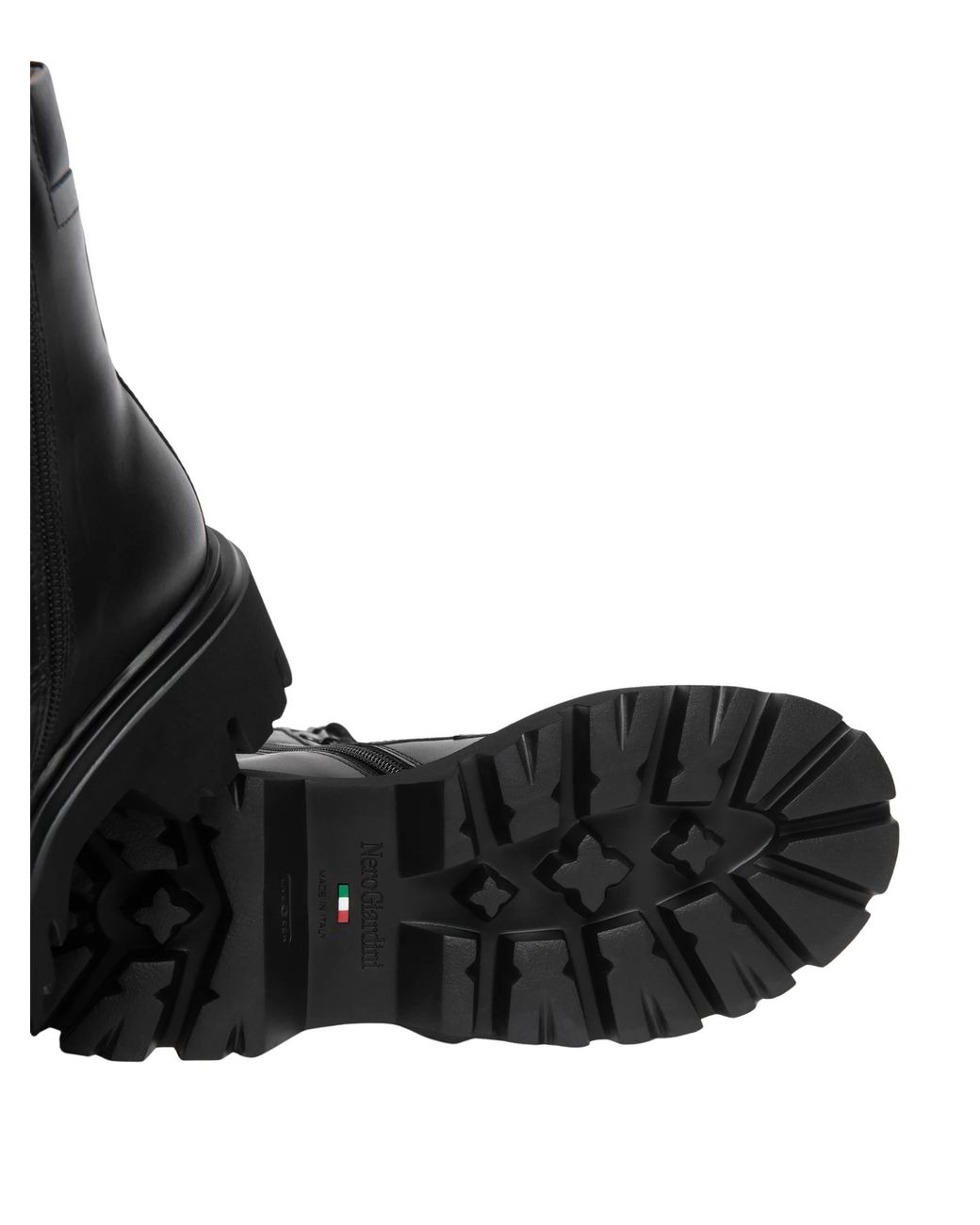 Nero Giardini Black Leather Combat Boots