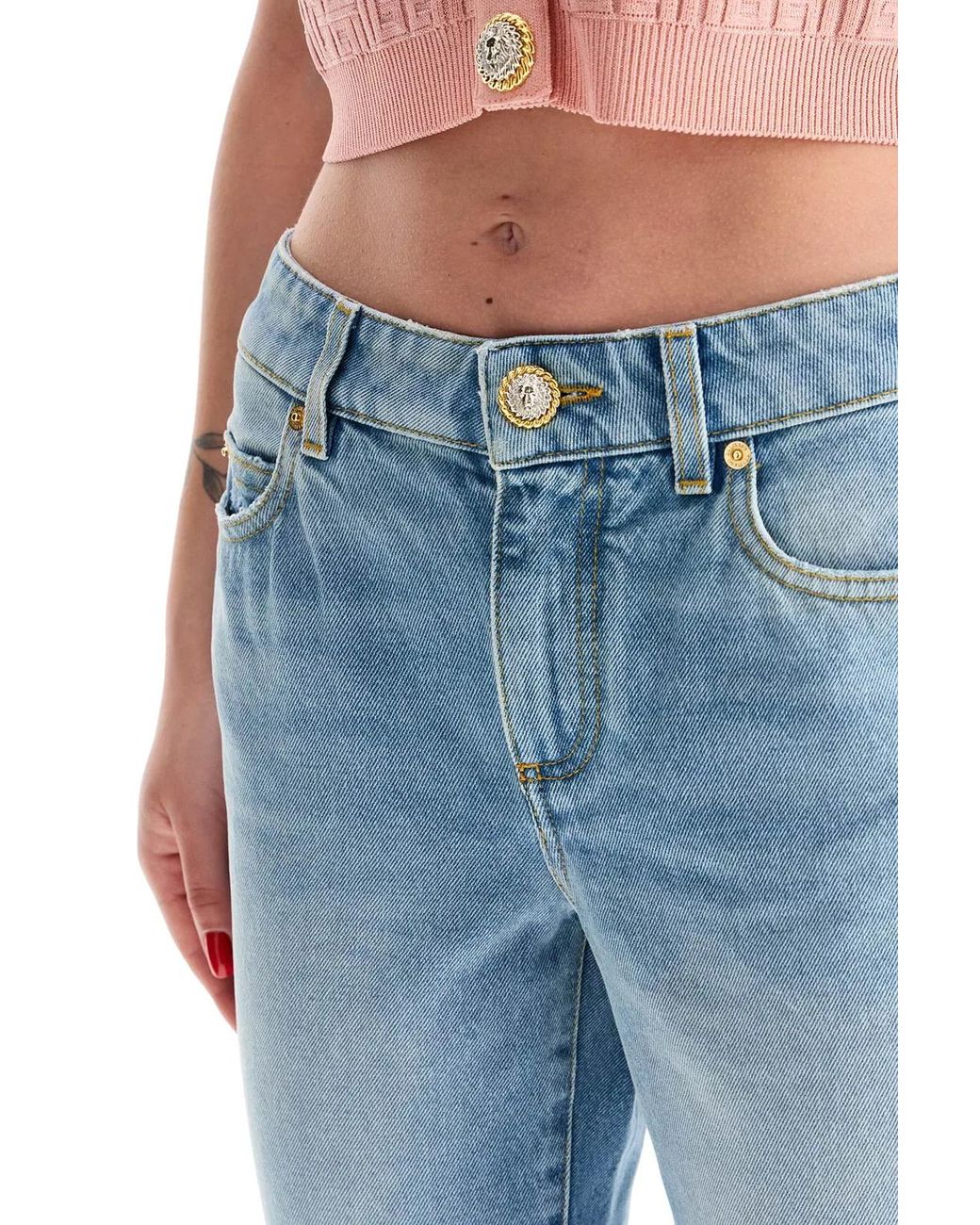 Balmain Blue Mid-Rise Flare Jeans