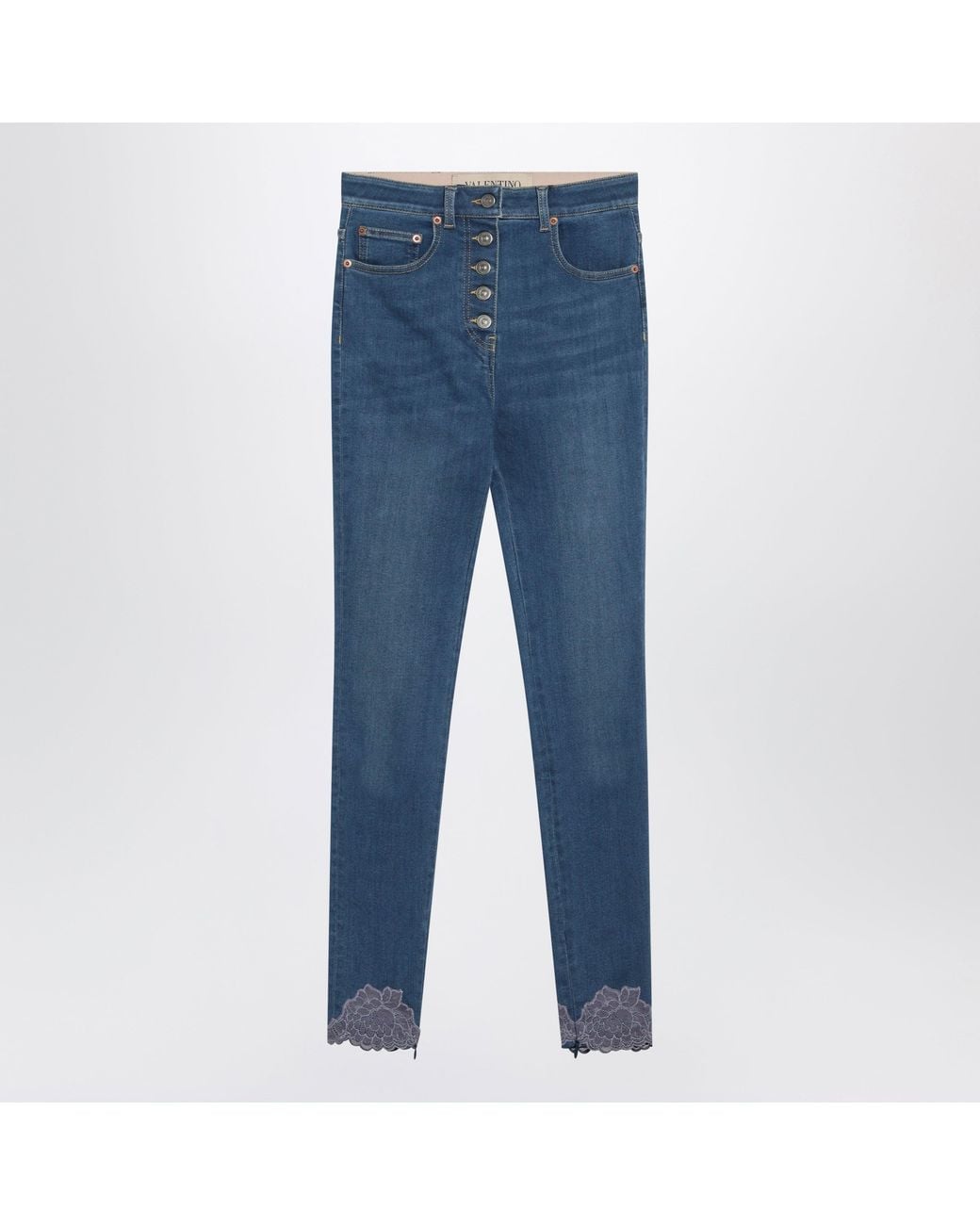 Valentino Blue Medium Slim Jeans With Lace