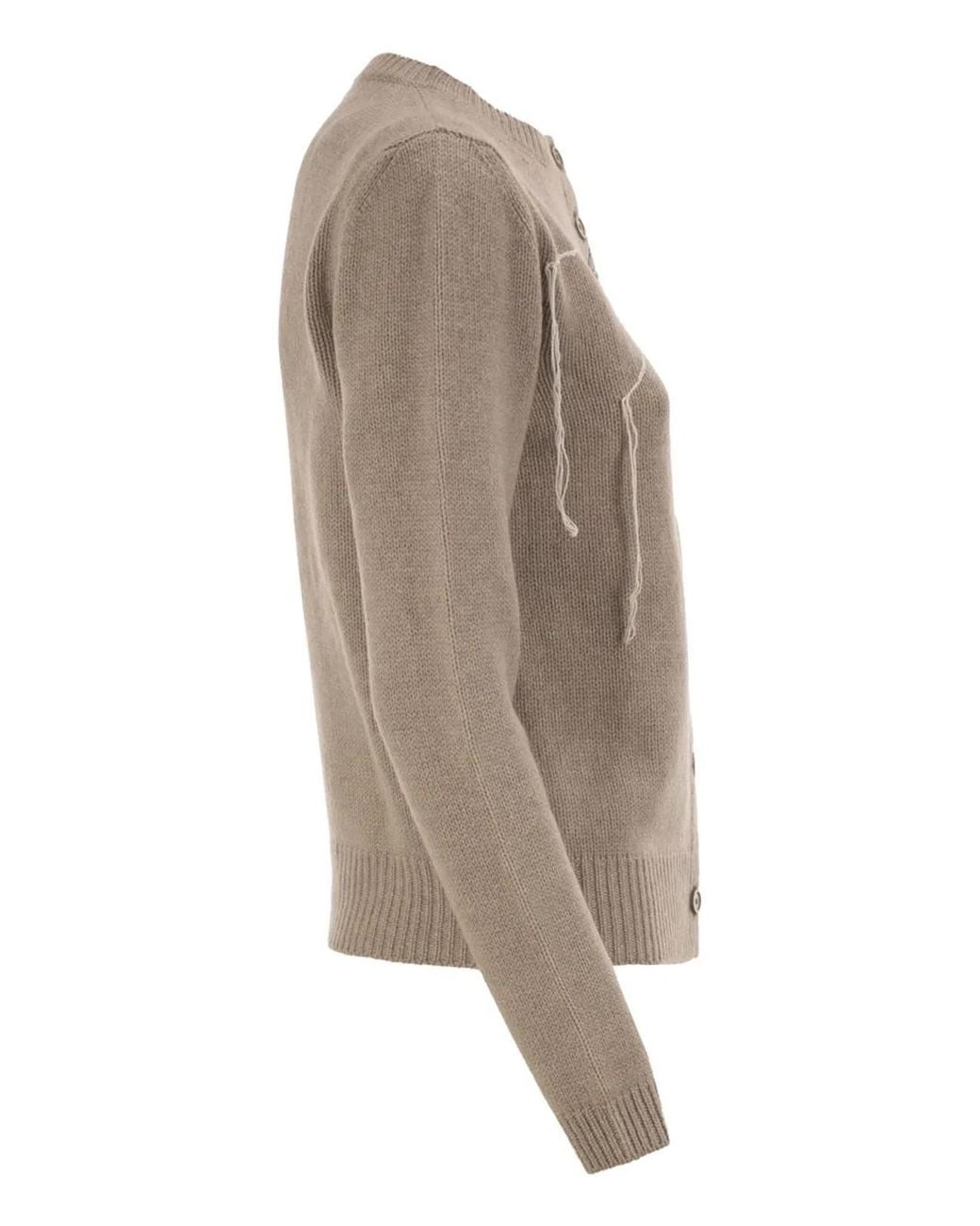 Fabiana Filippi Brown Virgin Wool, Silk And Cashmere Cardigan With Jewel Embroidery