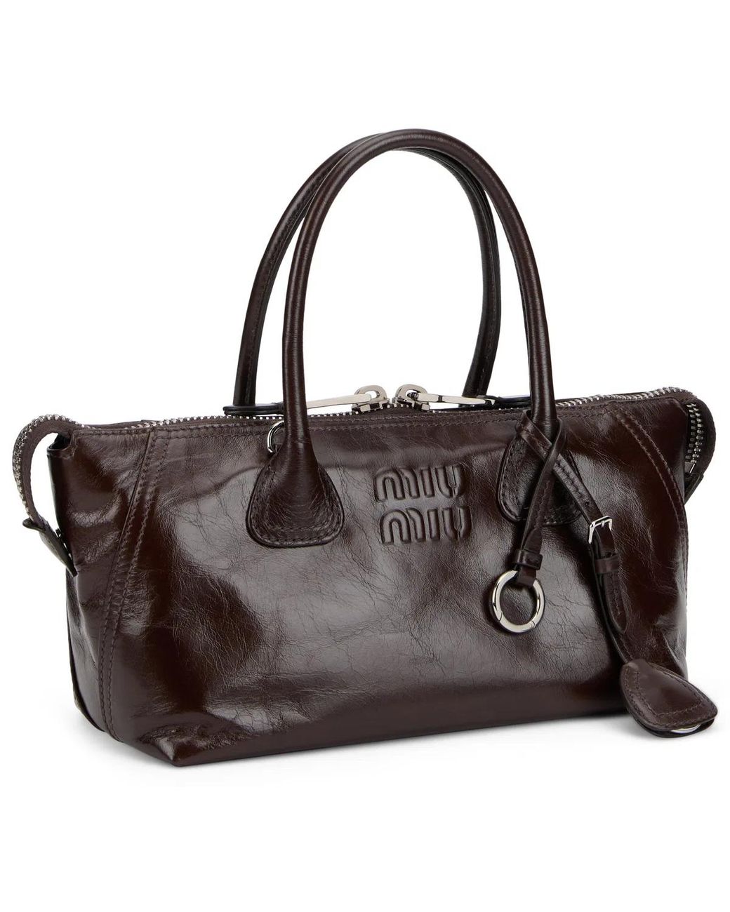 Miu Miu Brown Shoulder Bag With Glossy Finish