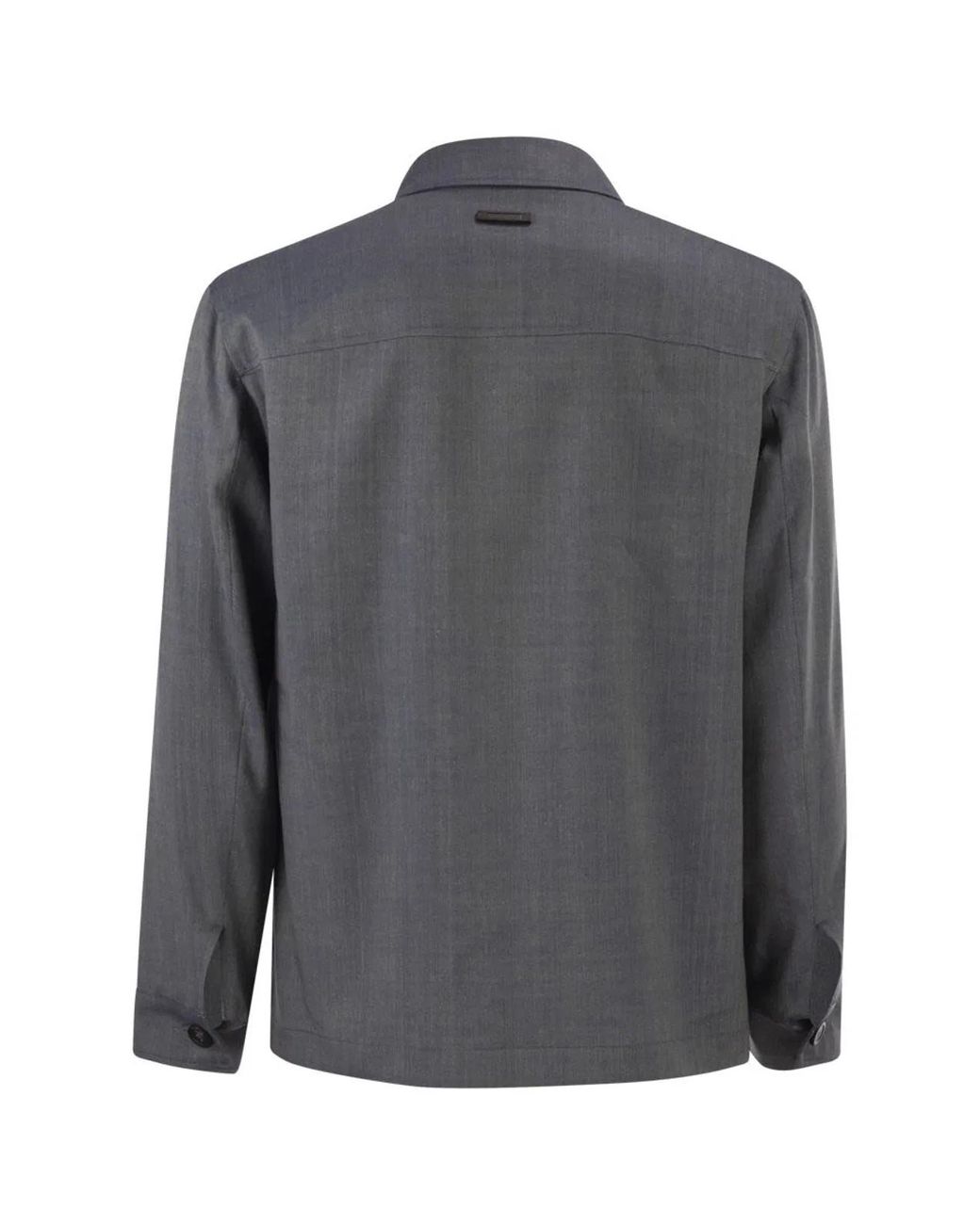 Peserico Gray Lightweight Linen And Wool Blend Jacket With Patch Pockets for men