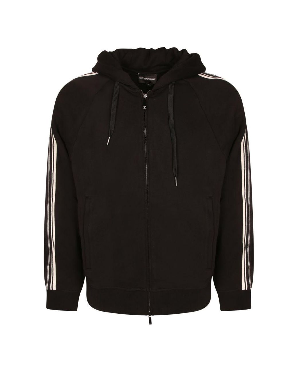 Emporio Armani Black Logo Cotton Hoodie for men