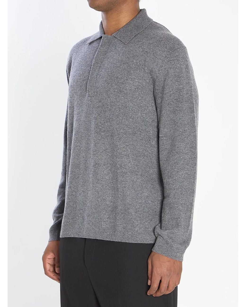 Lisa Yang Gray Emil Polo Sweater for men