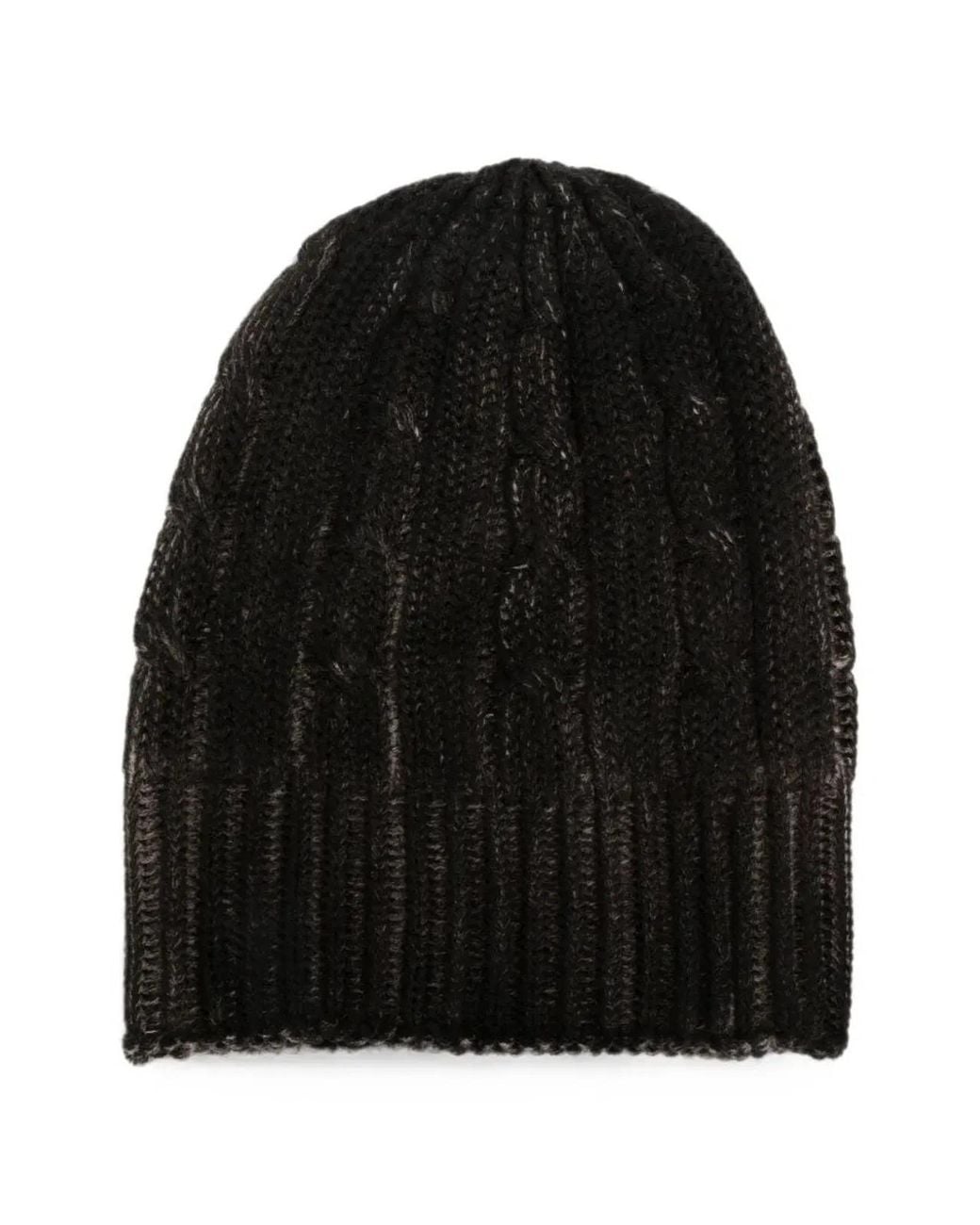 Avant Toi Black Hand Painted Cashmere Braided And Ribbed Hat for men