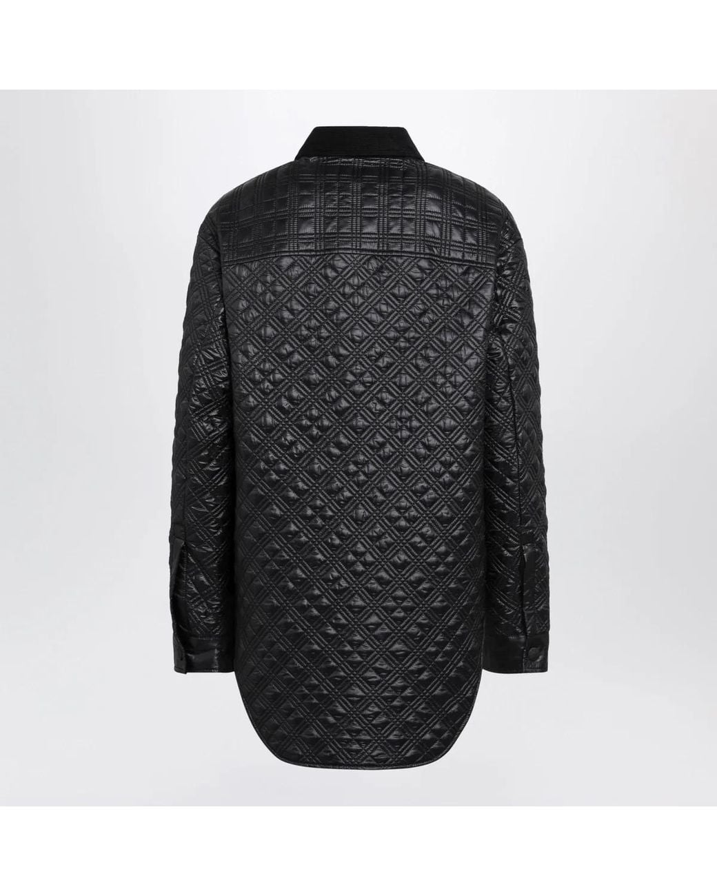 Moncler Black Padded Overshirt With Corduroy Collar