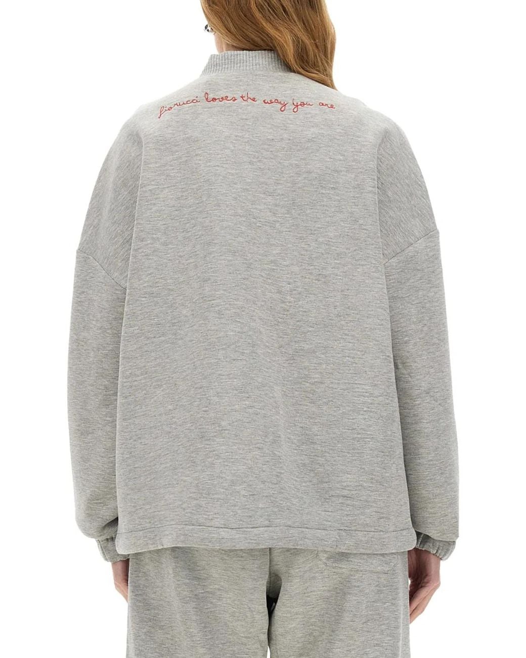 Fiorucci Gray Zippered Sweatshirt Angel