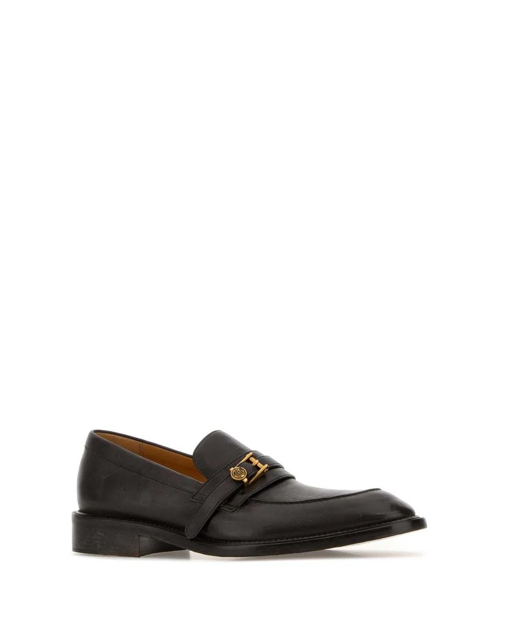 Versace Black Leather Loafers for men