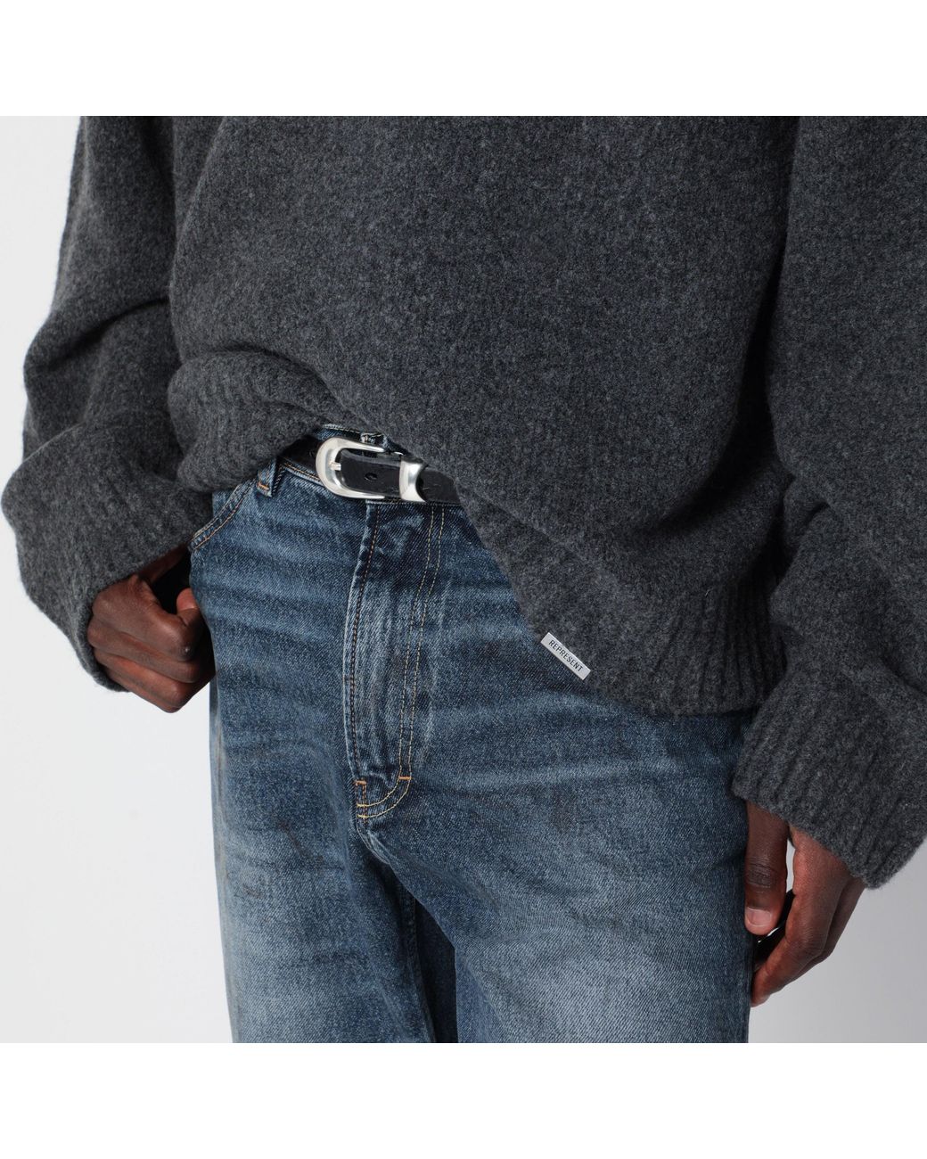Represent Black Dark Wool-Blend Sweater for men