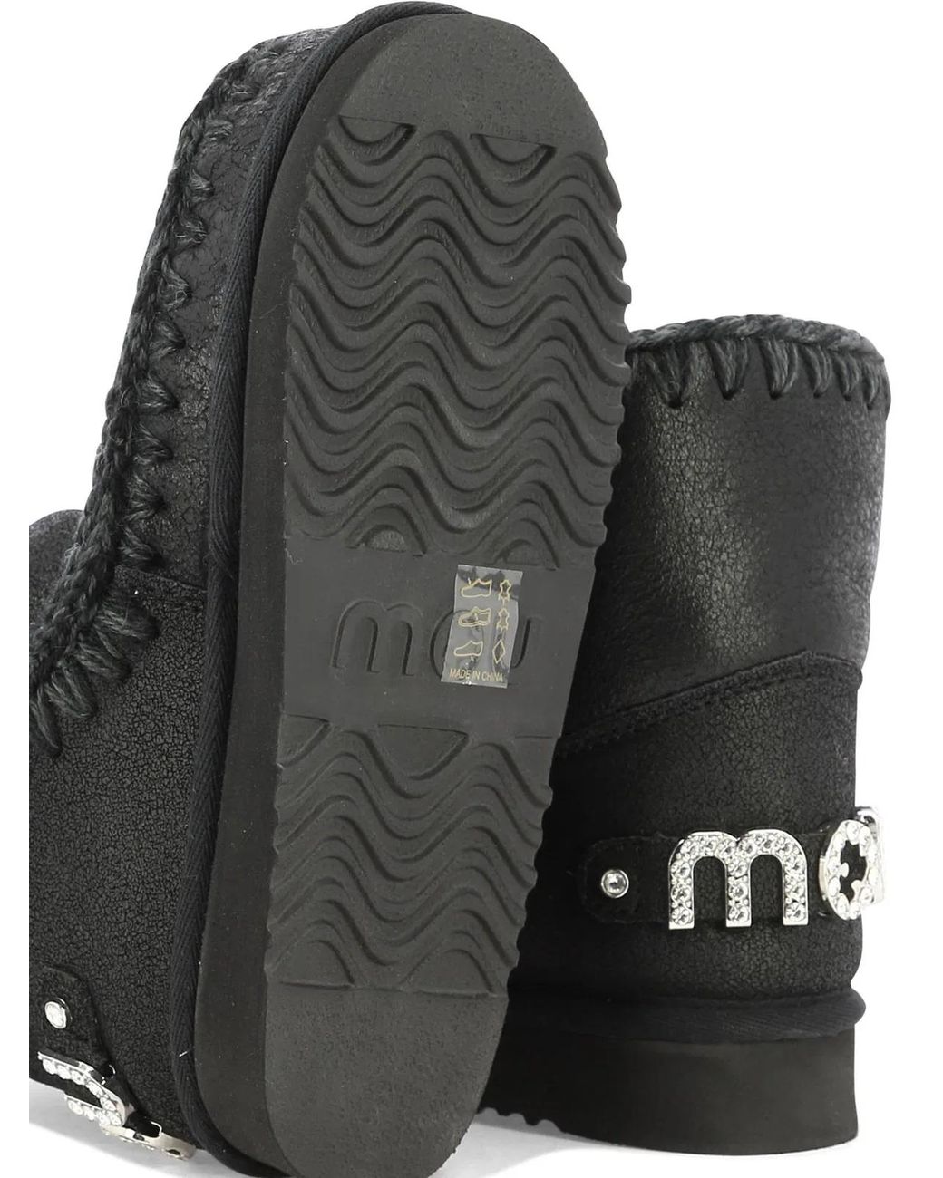 Mou Black Sheepskin Ankle Boots