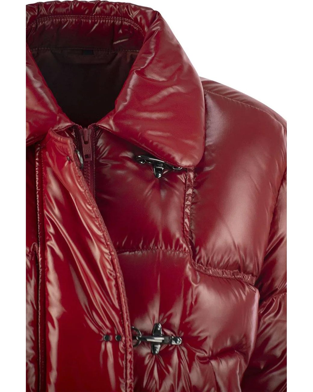 Fay Red 3-Hook Cropped Down Jacket