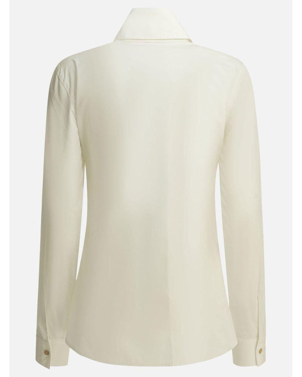 Khaite Natural Ivy High Neck Chalk Shirt
