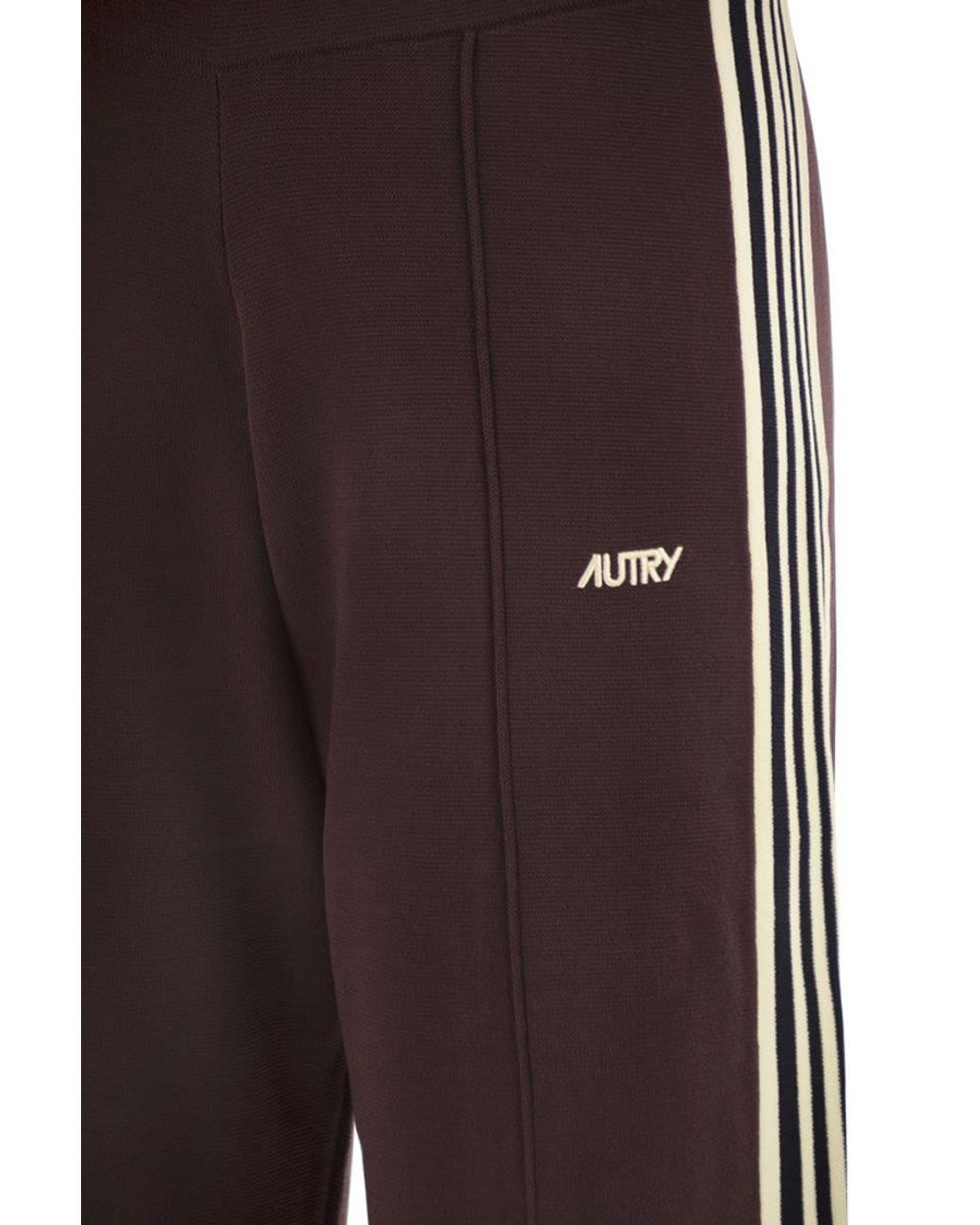 Autry Red Wide-Leg Track Trousers With Contrast Side Stripes
