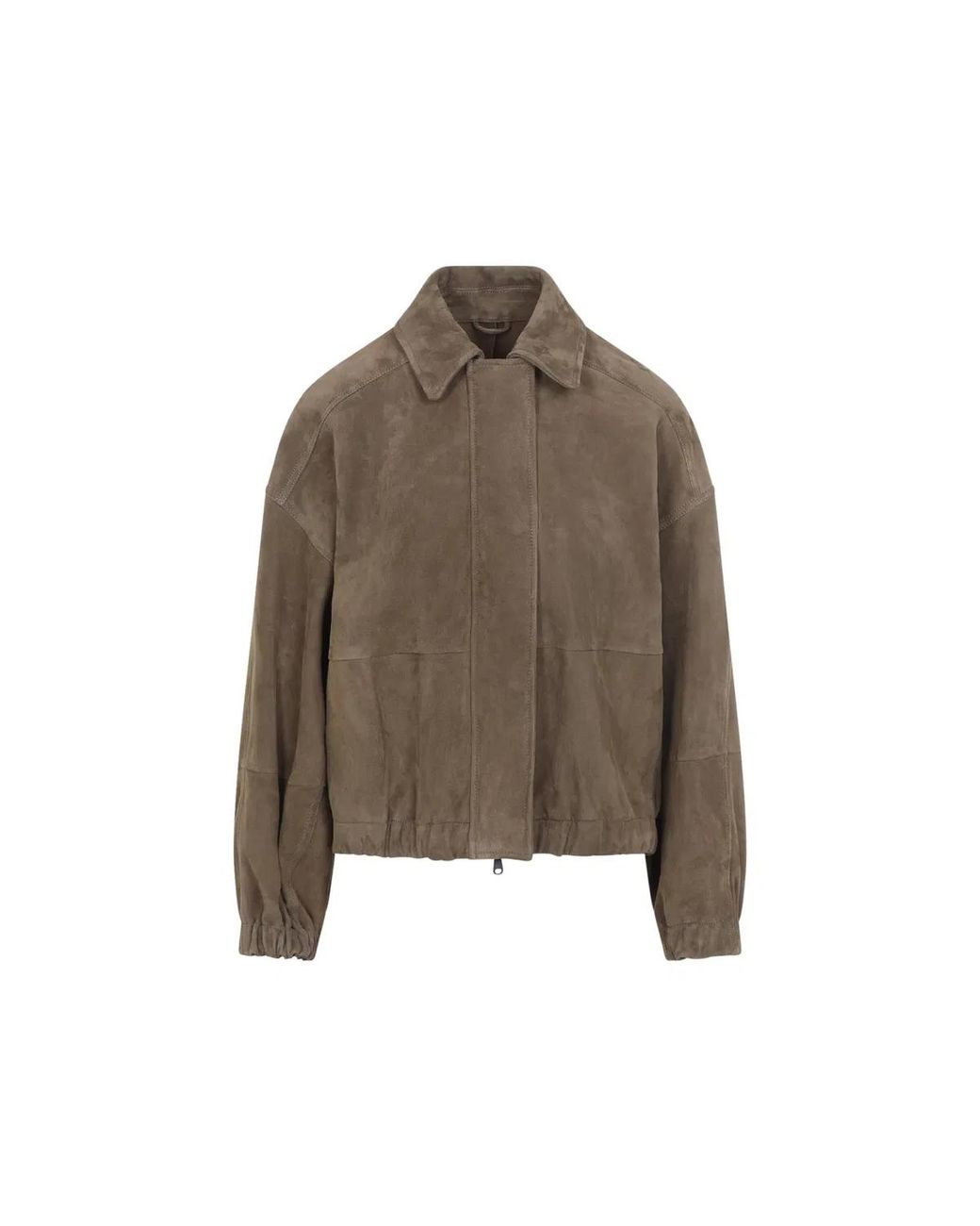 Brunello Cucinelli Brown Oregano Suede Leather Jacket