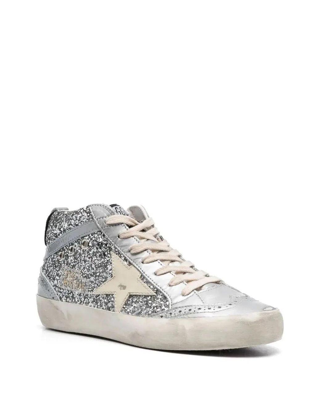 Golden Goose Deluxe Brand White Glittered High-Top Sneakers